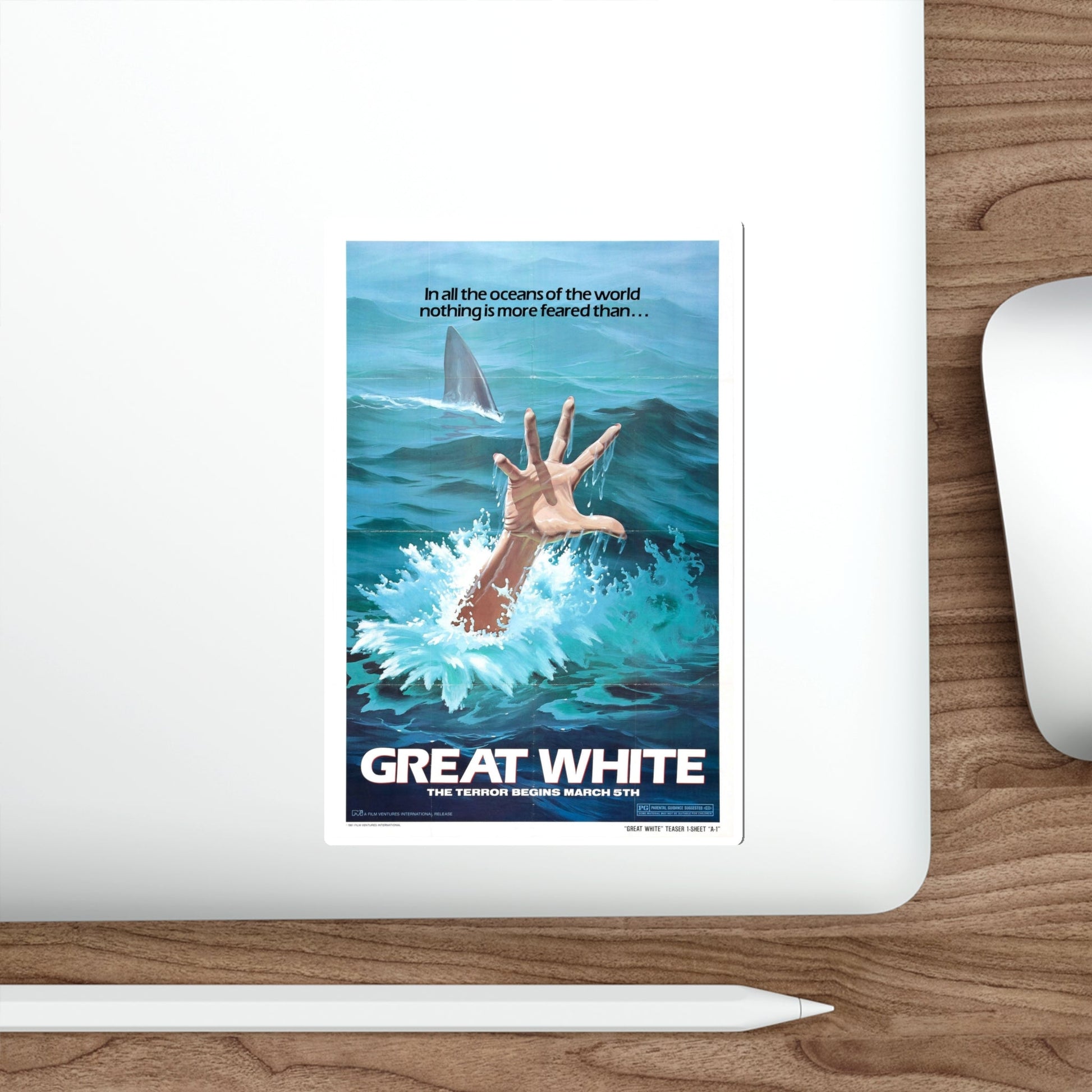 GREAT WHITE (TEASER) 1981 Movie Poster STICKER Vinyl Die-Cut Decal-The Sticker Space