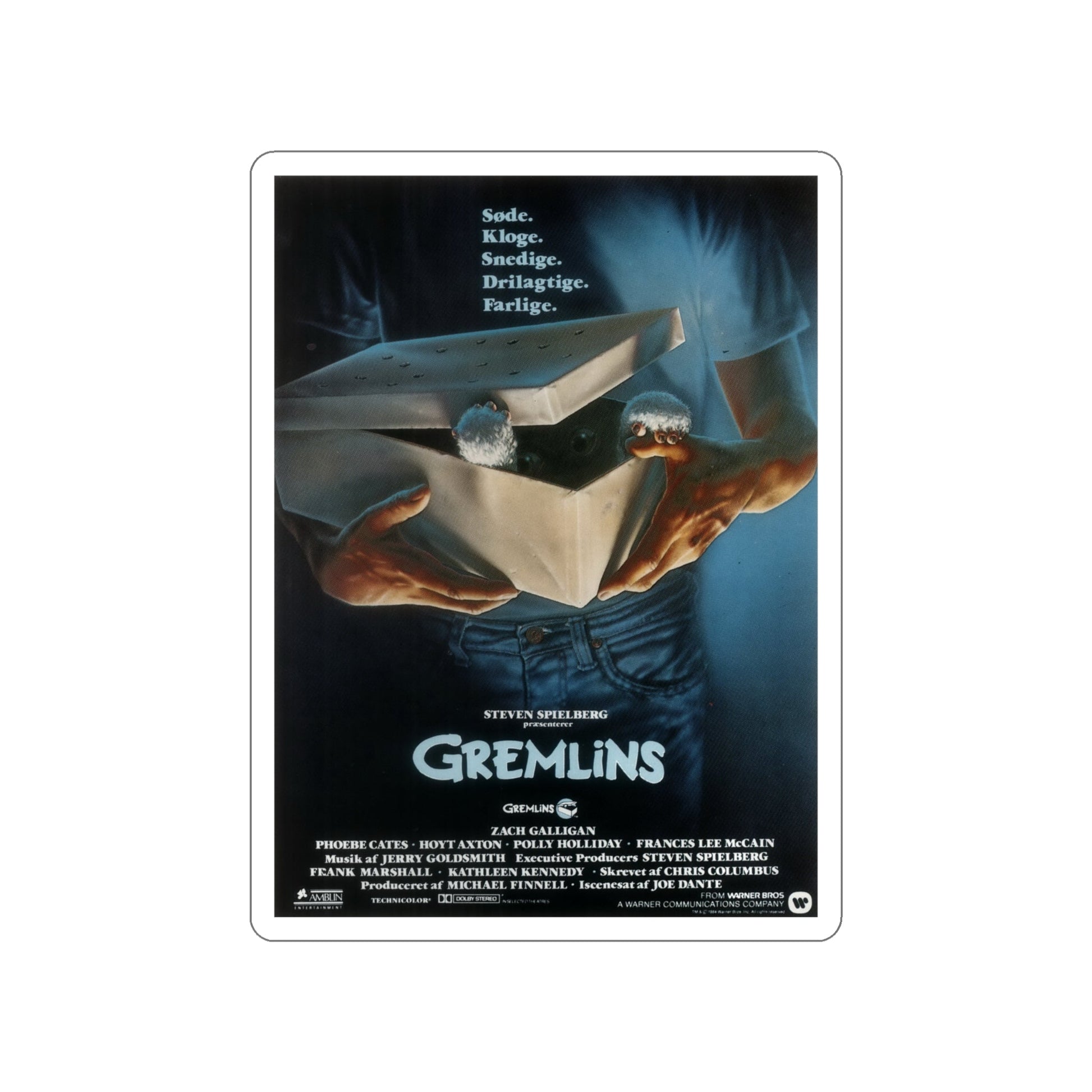 GREMLINS (DANISH) 1984 Movie Poster STICKER Vinyl Die-Cut Decal-4 Inch-The Sticker Space
