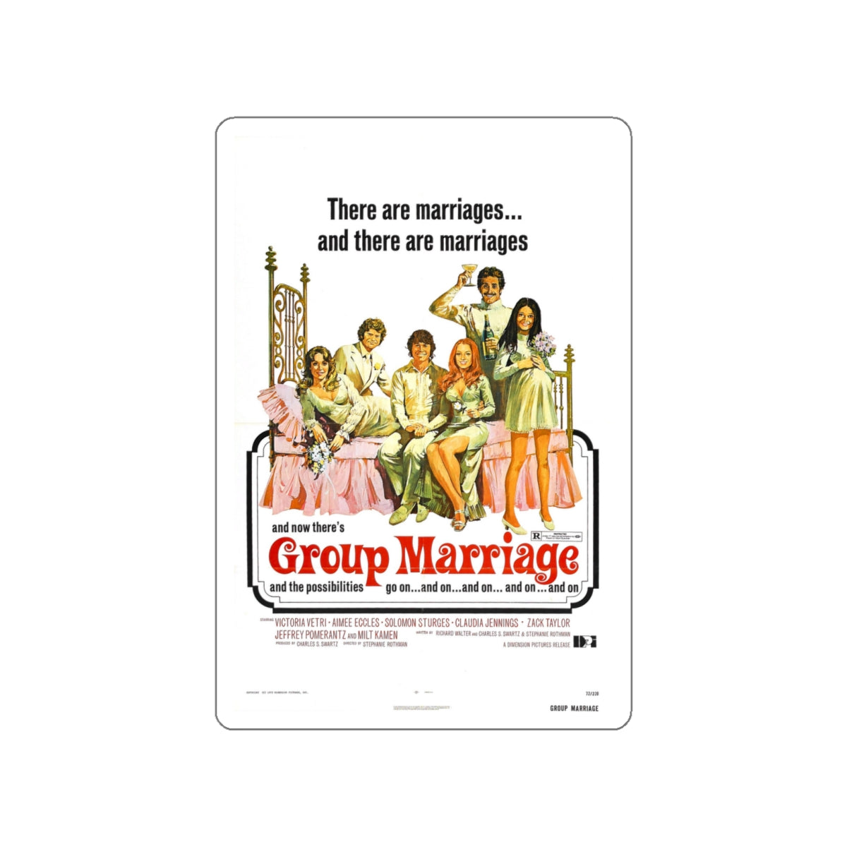 GROUP MARRIAGE 1972 Movie Poster STICKER Vinyl Die-Cut Decal-4 Inch-The Sticker Space