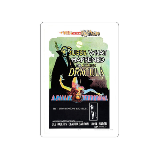 GUESS WHAT HAPPENED TO COUNT DRACULA 1971 Movie Poster STICKER Vinyl Die-Cut Decal-2 Inch-The Sticker Space