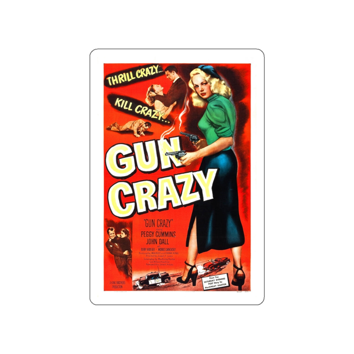 GUN CRAZY (DEADLY IS THE FEMALE) 1950 Movie Poster STICKER Vinyl Die-Cut Decal-5 Inch-The Sticker Space