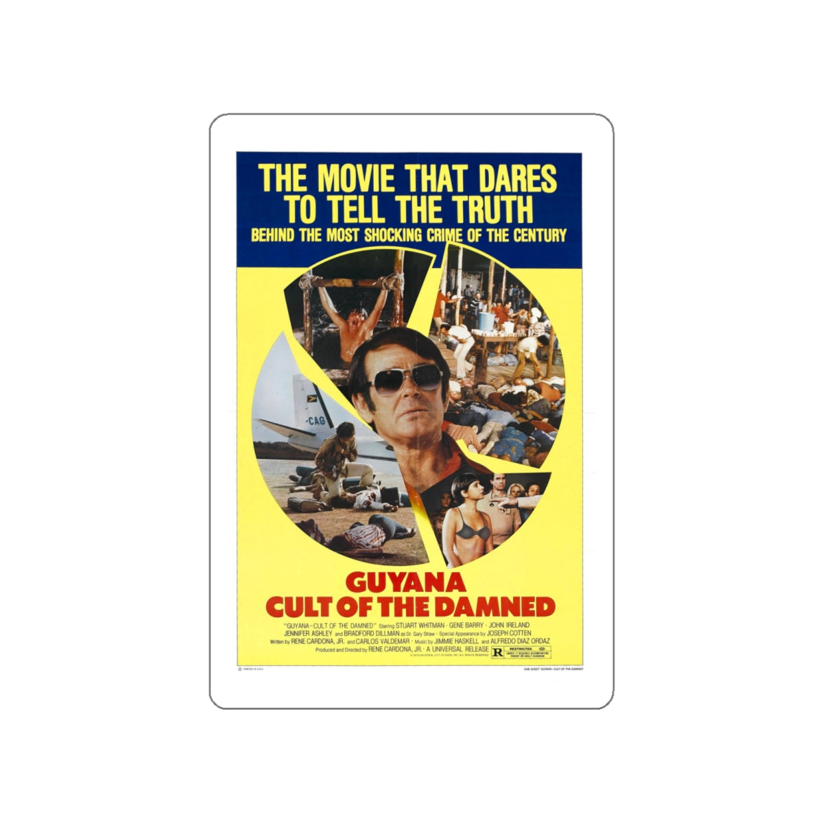 GUYANA CULT OF THE DAMNED 1979 Movie Poster STICKER Vinyl Die-Cut Decal-5 Inch-The Sticker Space