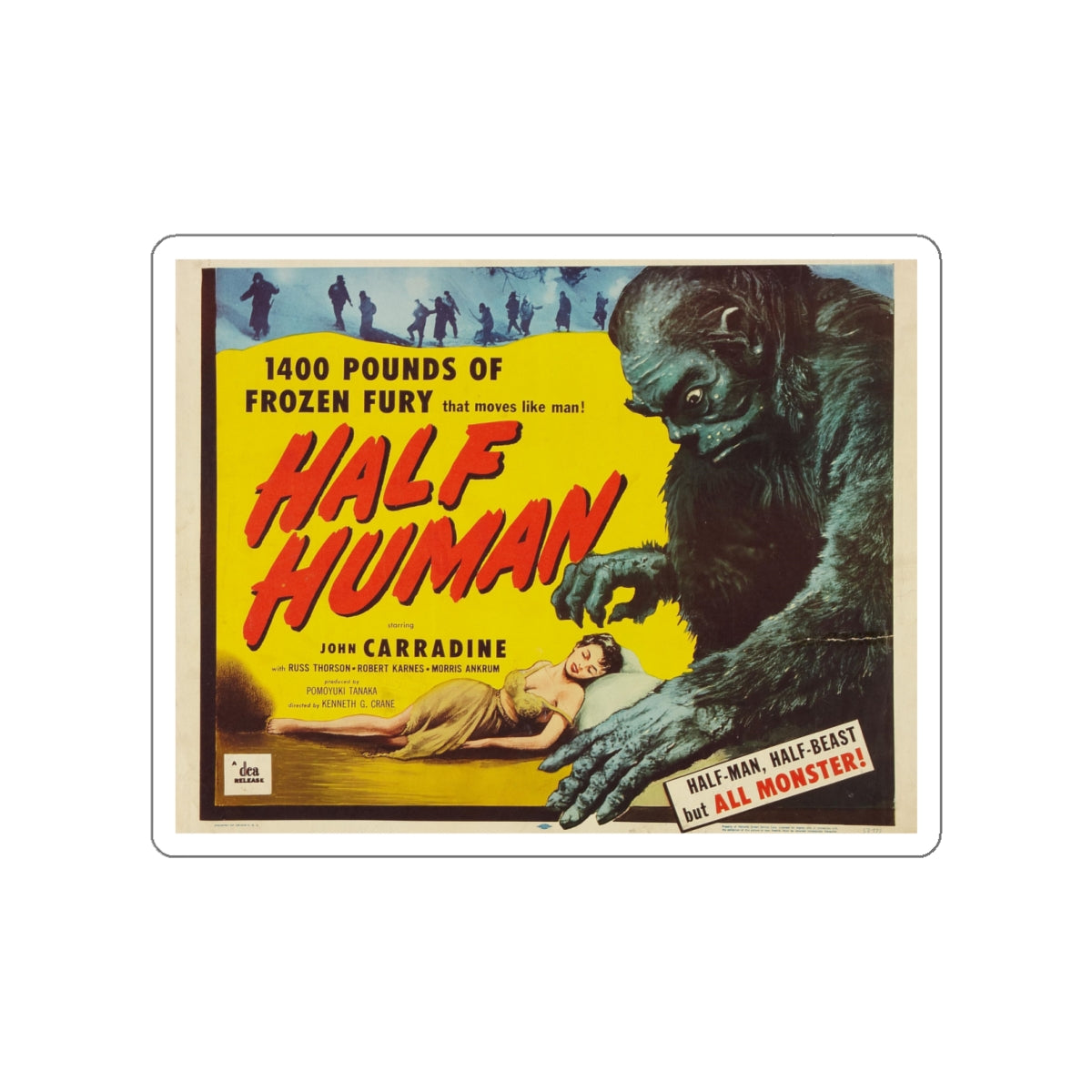 HALF HUMAN 1955 Movie Poster STICKER Vinyl Die-Cut Decal-White-The Sticker Space