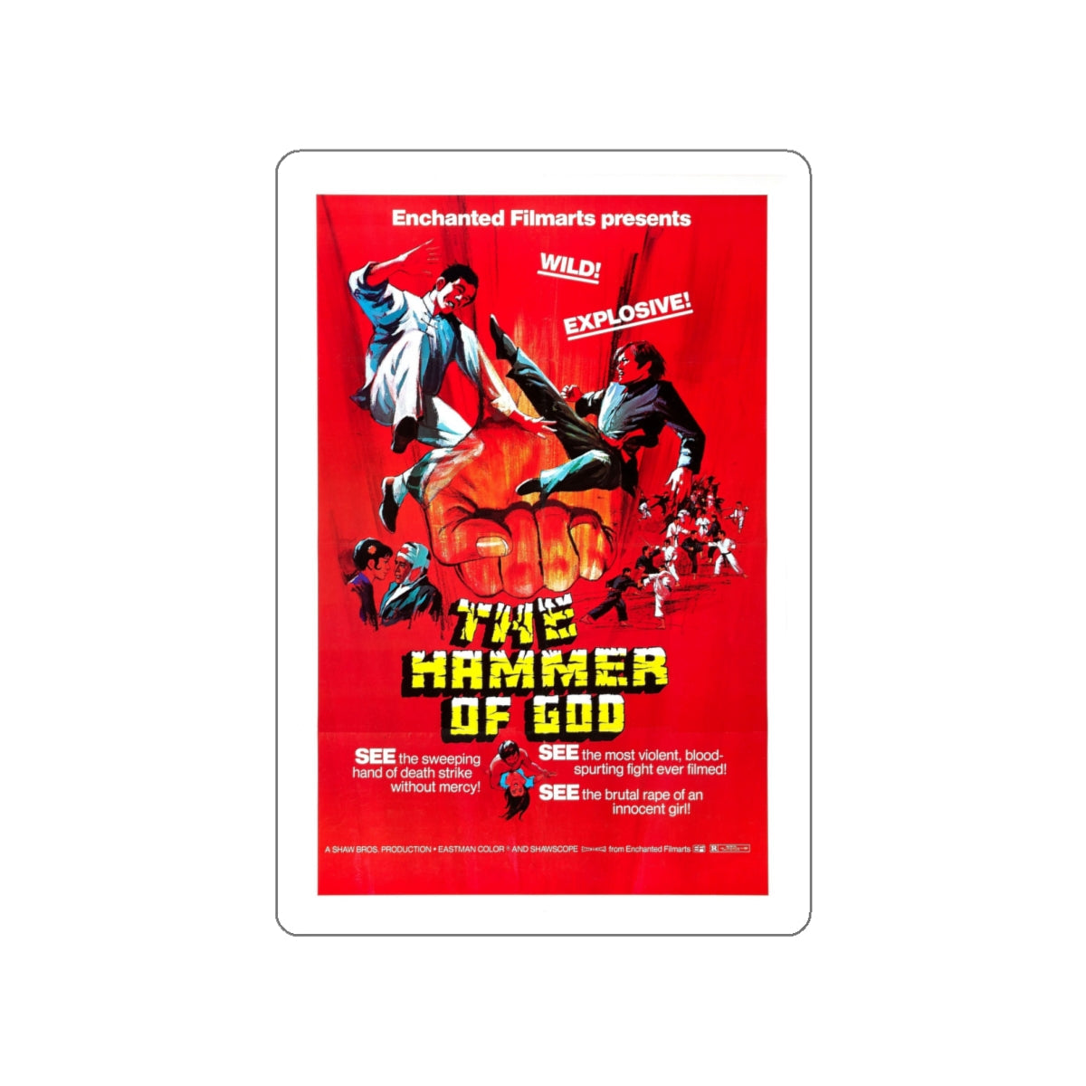 HAMMER OF GOD 1970 Movie Poster STICKER Vinyl Die-Cut Decal-4 Inch-The Sticker Space