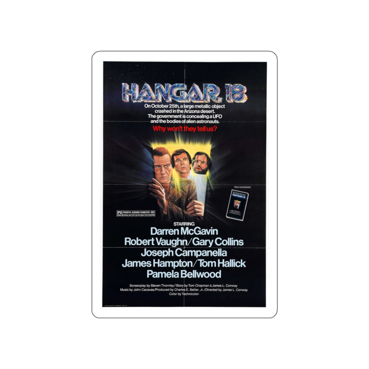 HANGAR 18 1980 Movie Poster STICKER Vinyl Die-Cut Decal-3 Inch-The Sticker Space