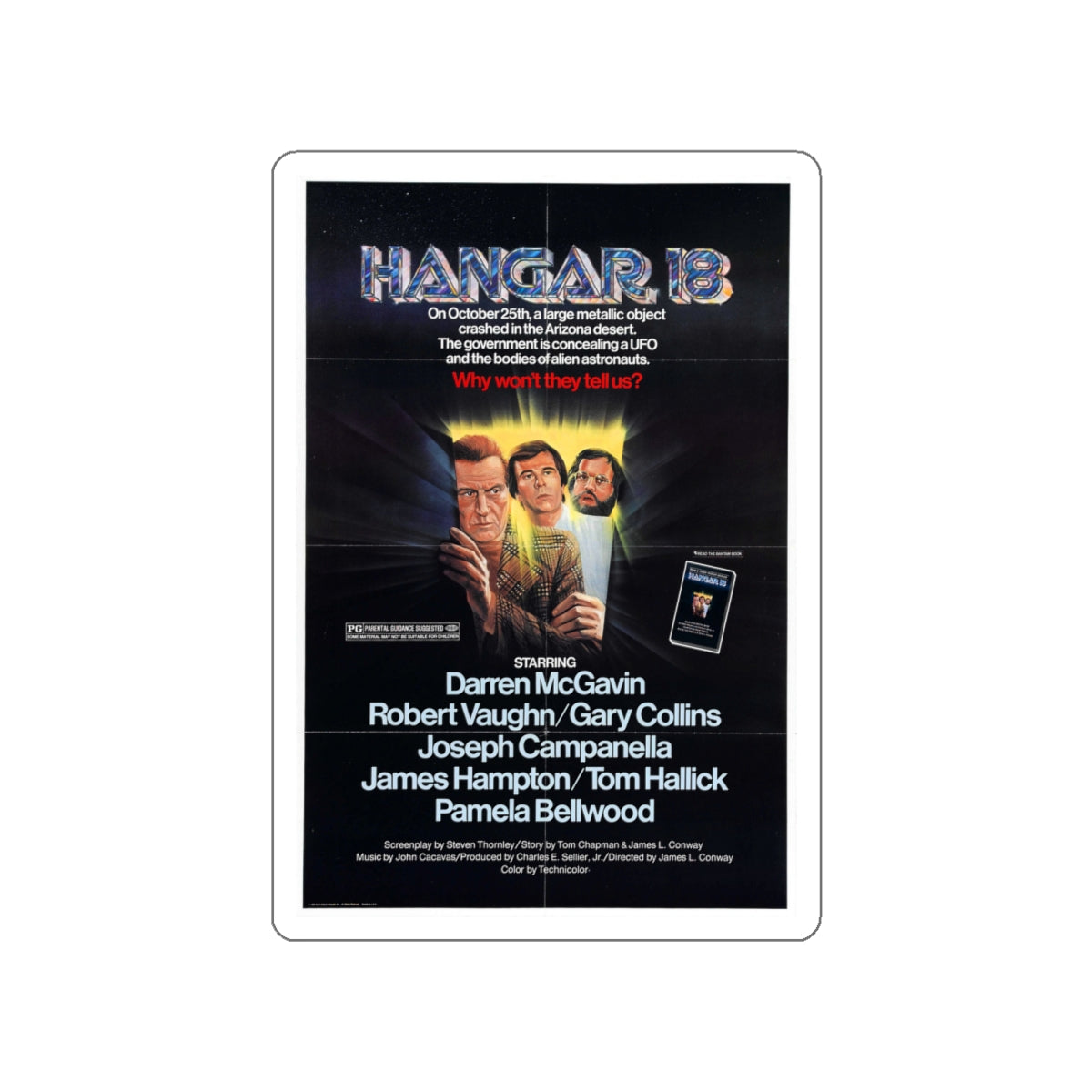 HANGAR 18 1980 Movie Poster STICKER Vinyl Die-Cut Decal-4 Inch-The Sticker Space