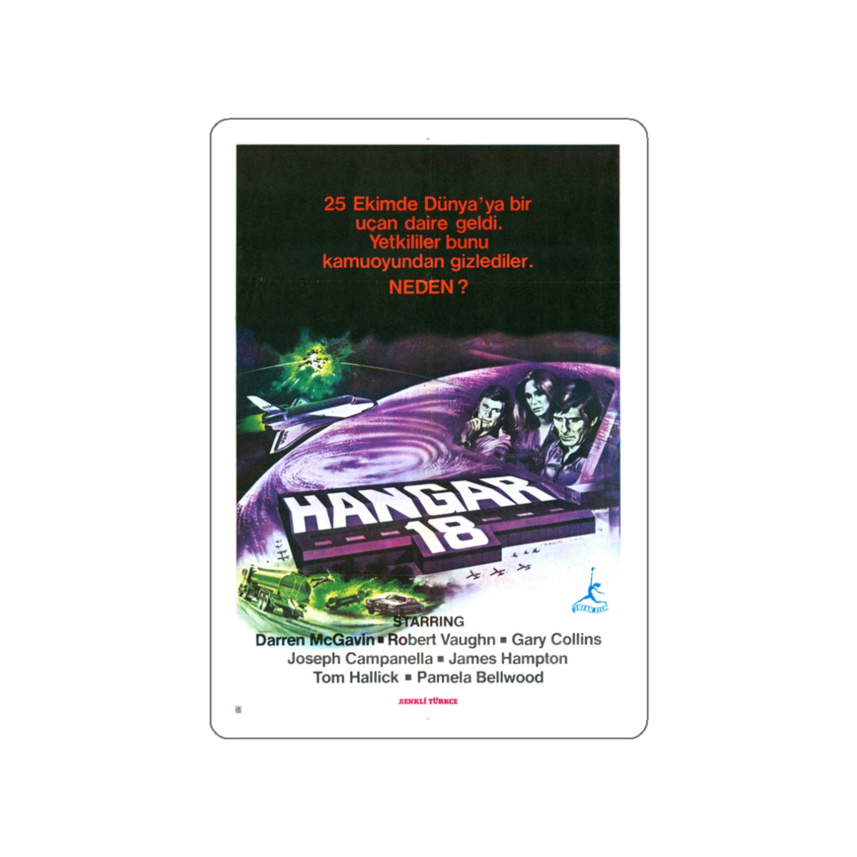 HANGAR 18 (TURKISH) 1980 Movie Poster STICKER Vinyl Die-Cut Decal-3 Inch-The Sticker Space