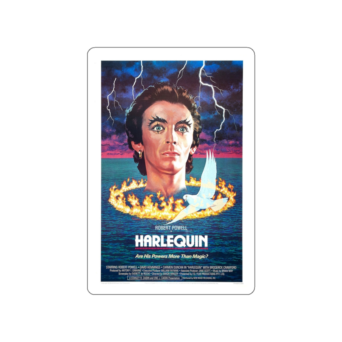 HARLEQUIN 1980 Movie Poster STICKER Vinyl Die-Cut Decal-5 Inch-The Sticker Space