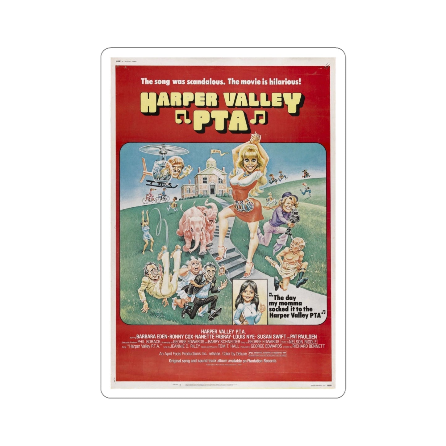 Harper Valley PTA 1978 Movie Poster STICKER Vinyl Die-Cut Decal-4 Inch-The Sticker Space
