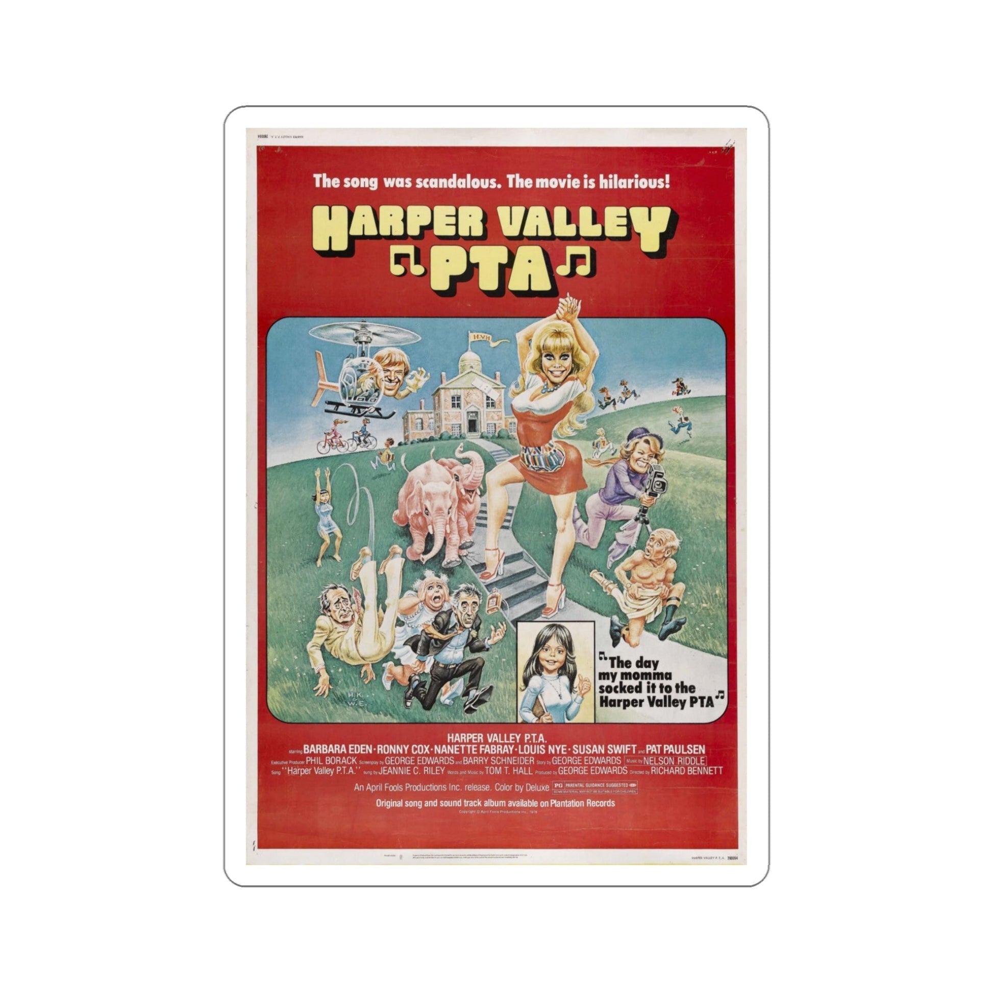 Harper Valley PTA 1978 Movie Poster STICKER Vinyl Die-Cut Decal-5 Inch-The Sticker Space