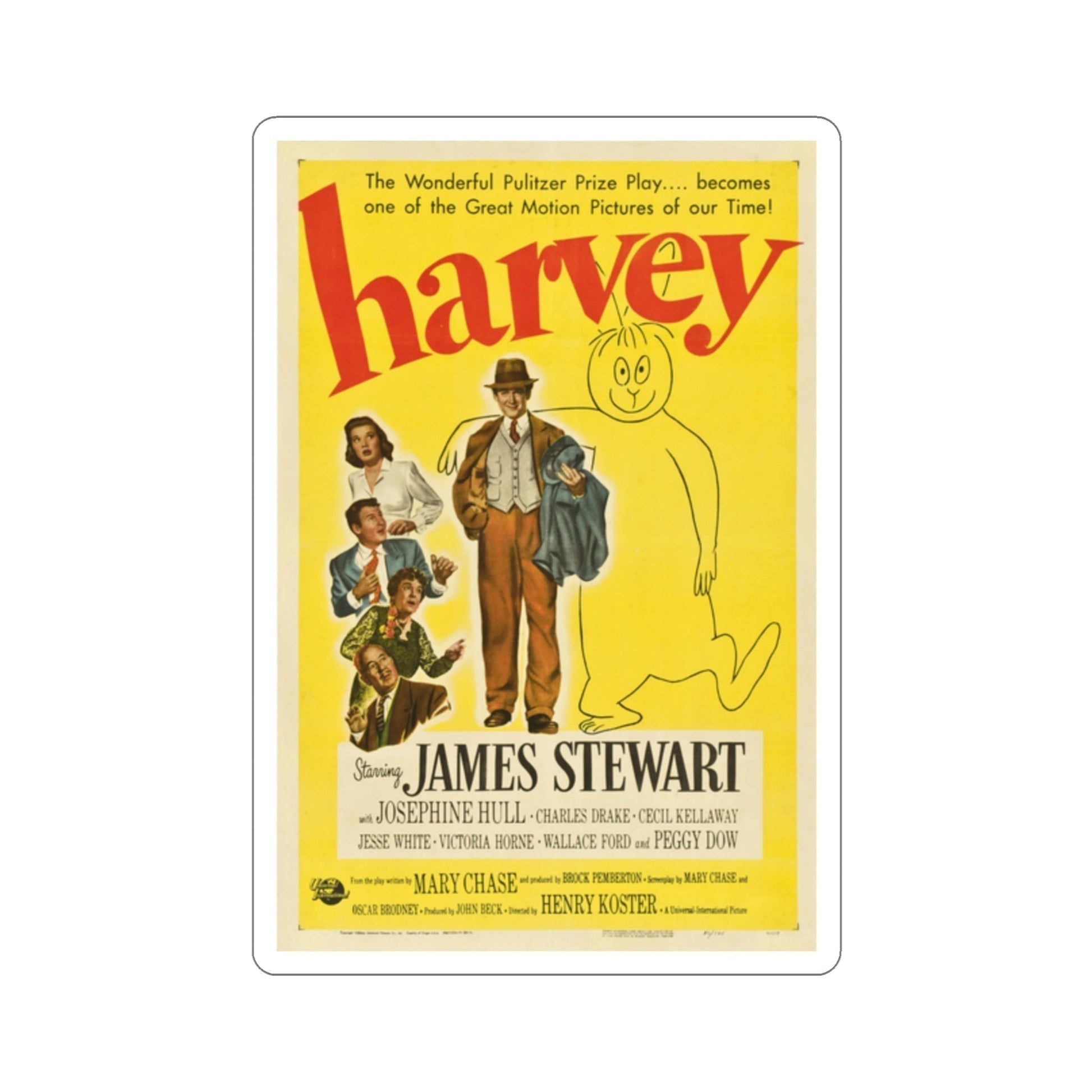 Harvey 1950 Movie Poster STICKER Vinyl Die-Cut Decal-2 Inch-The Sticker Space