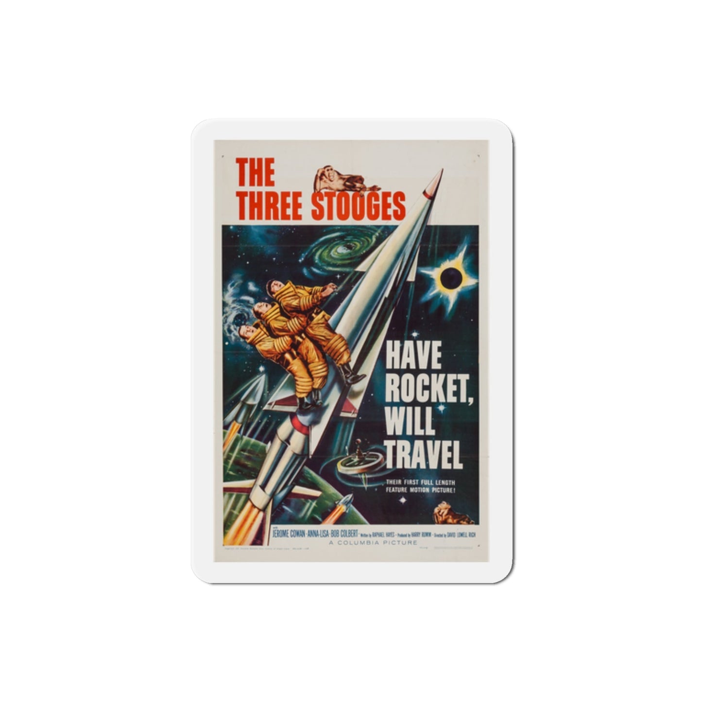 Have Rocket Will Travel 1959 Movie Poster Die-Cut Magnet-2 Inch-The Sticker Space
