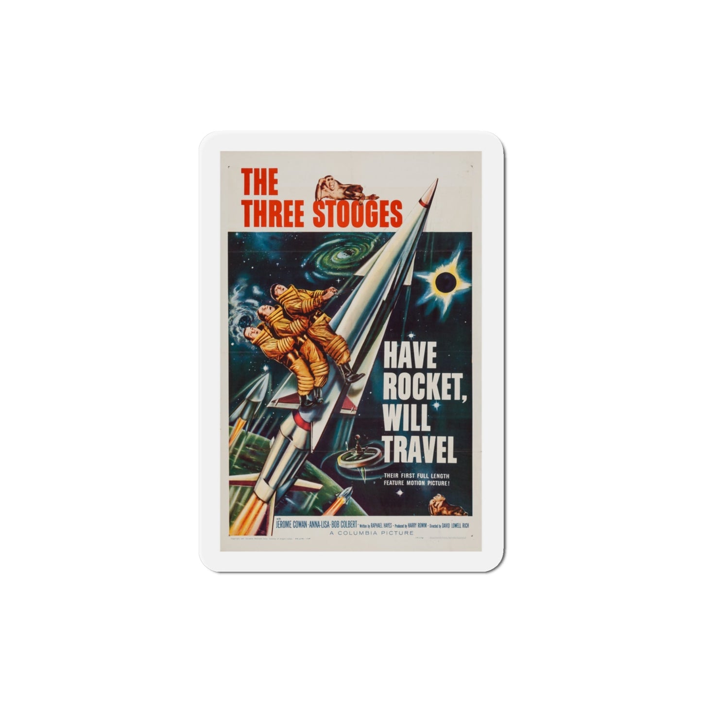 Have Rocket Will Travel 1959 Movie Poster Die-Cut Magnet-3 Inch-The Sticker Space