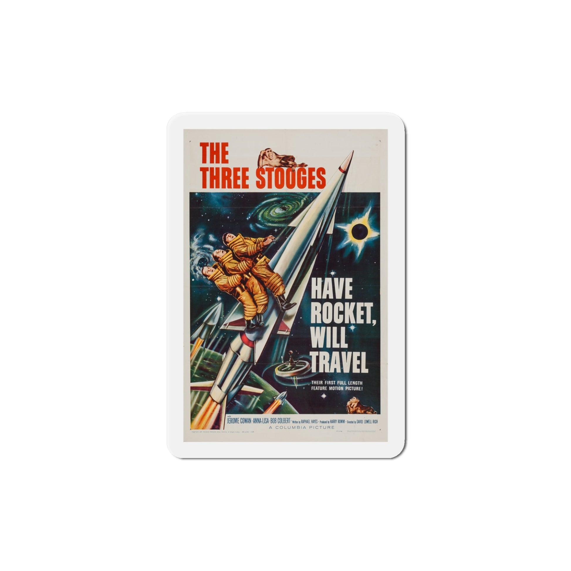 Have Rocket Will Travel 1959 Movie Poster Die-Cut Magnet-5 Inch-The Sticker Space