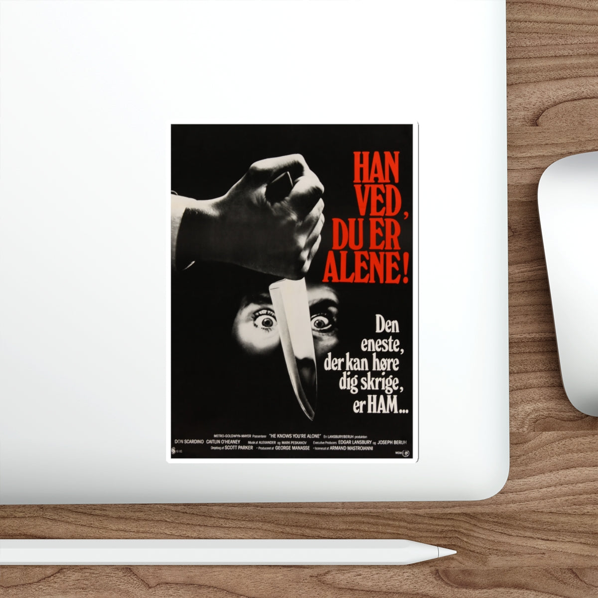 HE KNOWS YOU'RE ALONE (DANISH) 1980 Movie Poster STICKER Vinyl Die-Cut Decal-The Sticker Space