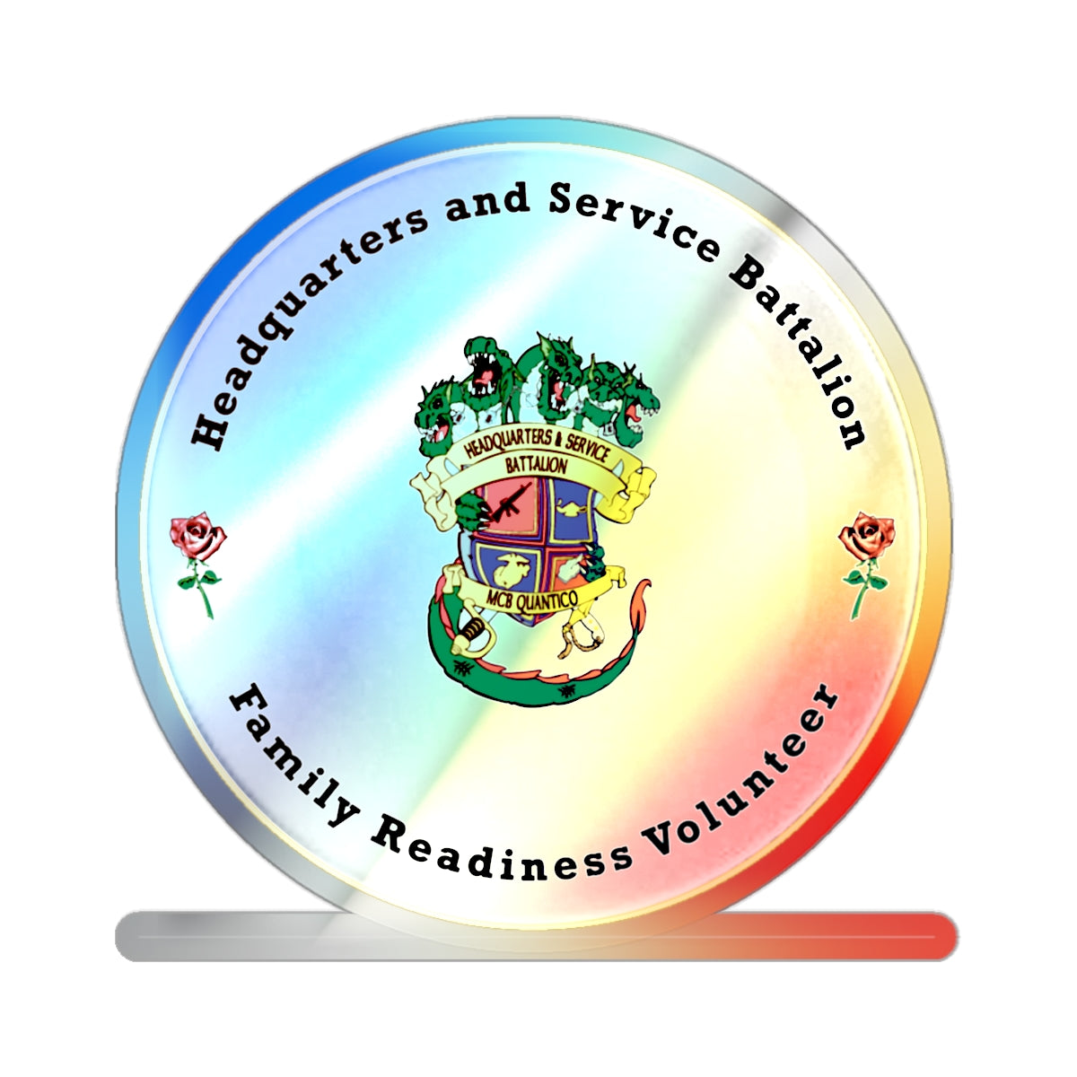 Headquarters And Service Battalion Family Readiness Volunteer (USMC) Holographic STICKER Die-Cut Vinyl Decal-2 Inch-The Sticker Space