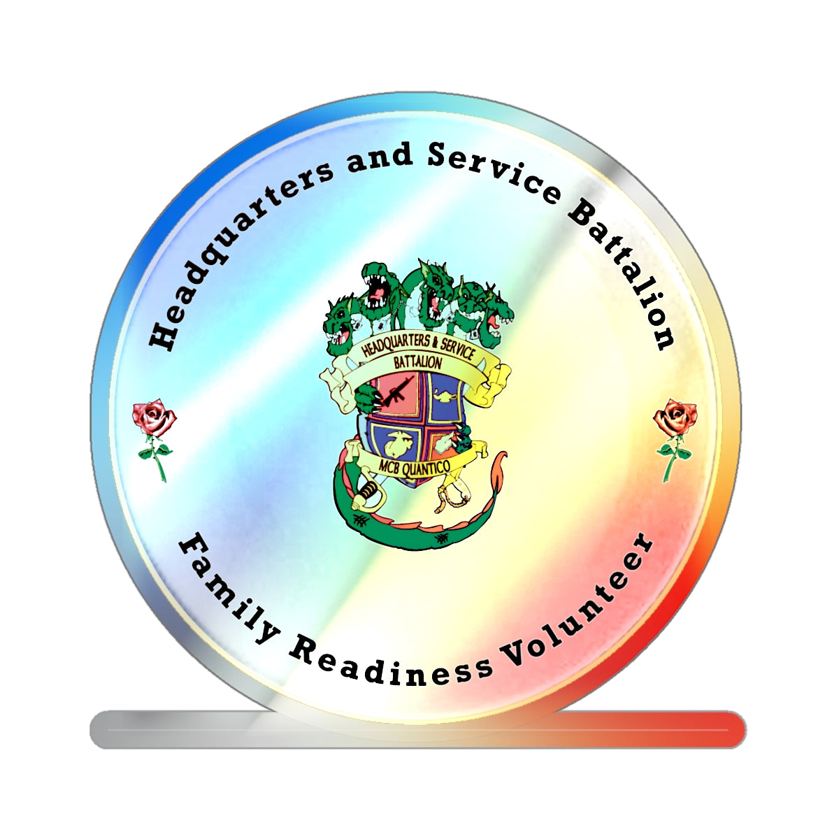 Headquarters And Service Battalion Family Readiness Volunteer (USMC) Holographic STICKER Die-Cut Vinyl Decal-4 Inch-The Sticker Space