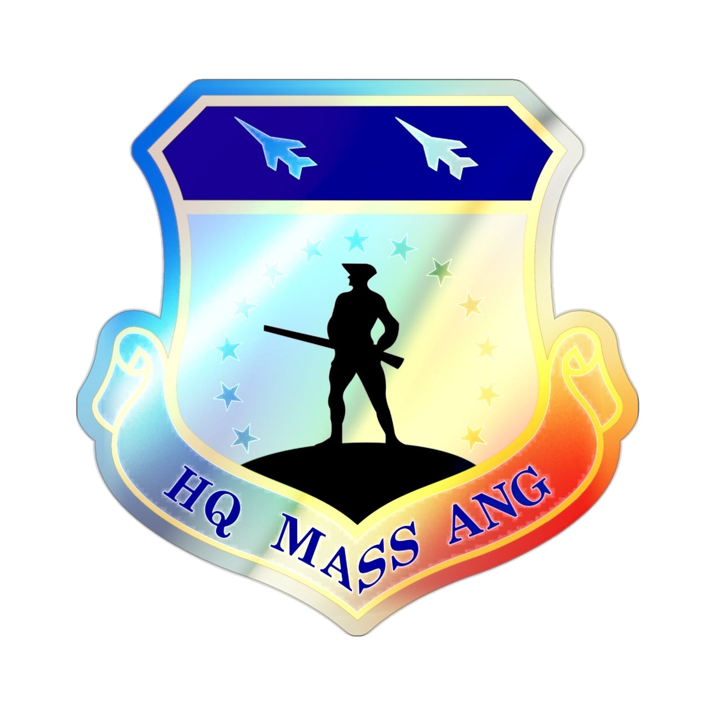 Headquarters Massachusetts Air National Guard (U.S. Air Force) Holographic STICKER Die-Cut Vinyl Decal-2 Inch-The Sticker Space