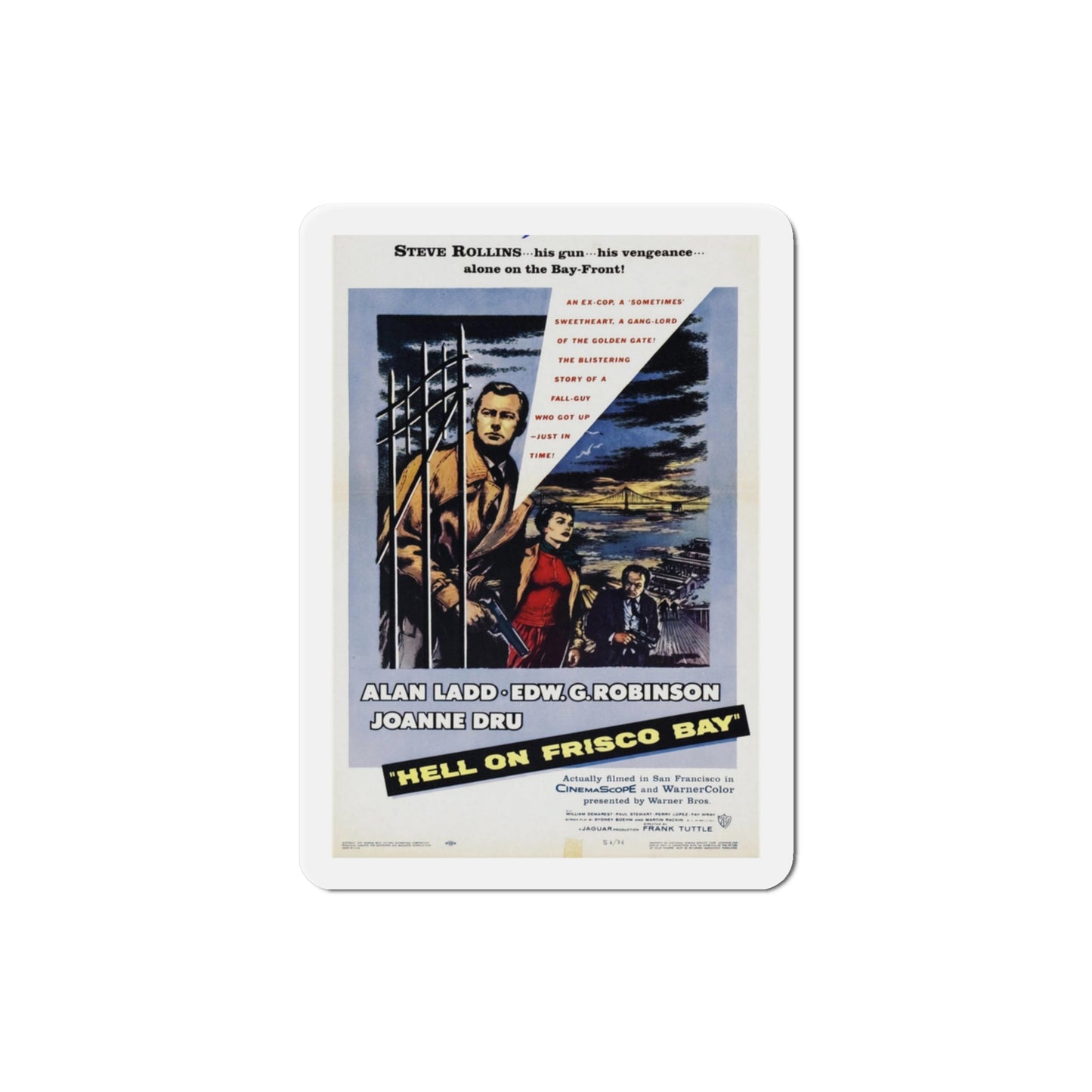 Hell on Frisco Bay 1955 Movie Poster Die-Cut Magnet-3 Inch-The Sticker Space
