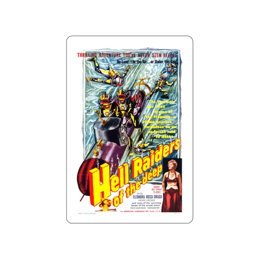 HELL RAIDERS OF THE DEEP 1953 Movie Poster STICKER Vinyl Die-Cut Decal-2 Inch-The Sticker Space