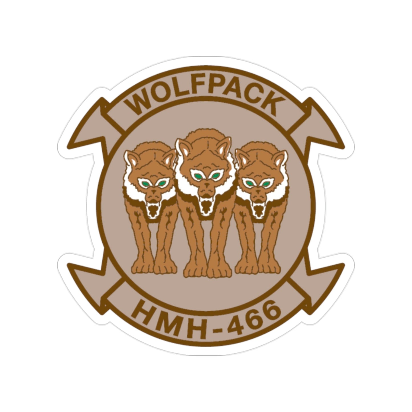 HMH 466 WOLFPACK Desert (USMC) Transparent STICKER Die-Cut Vinyl Decal-2 Inch-The Sticker Space