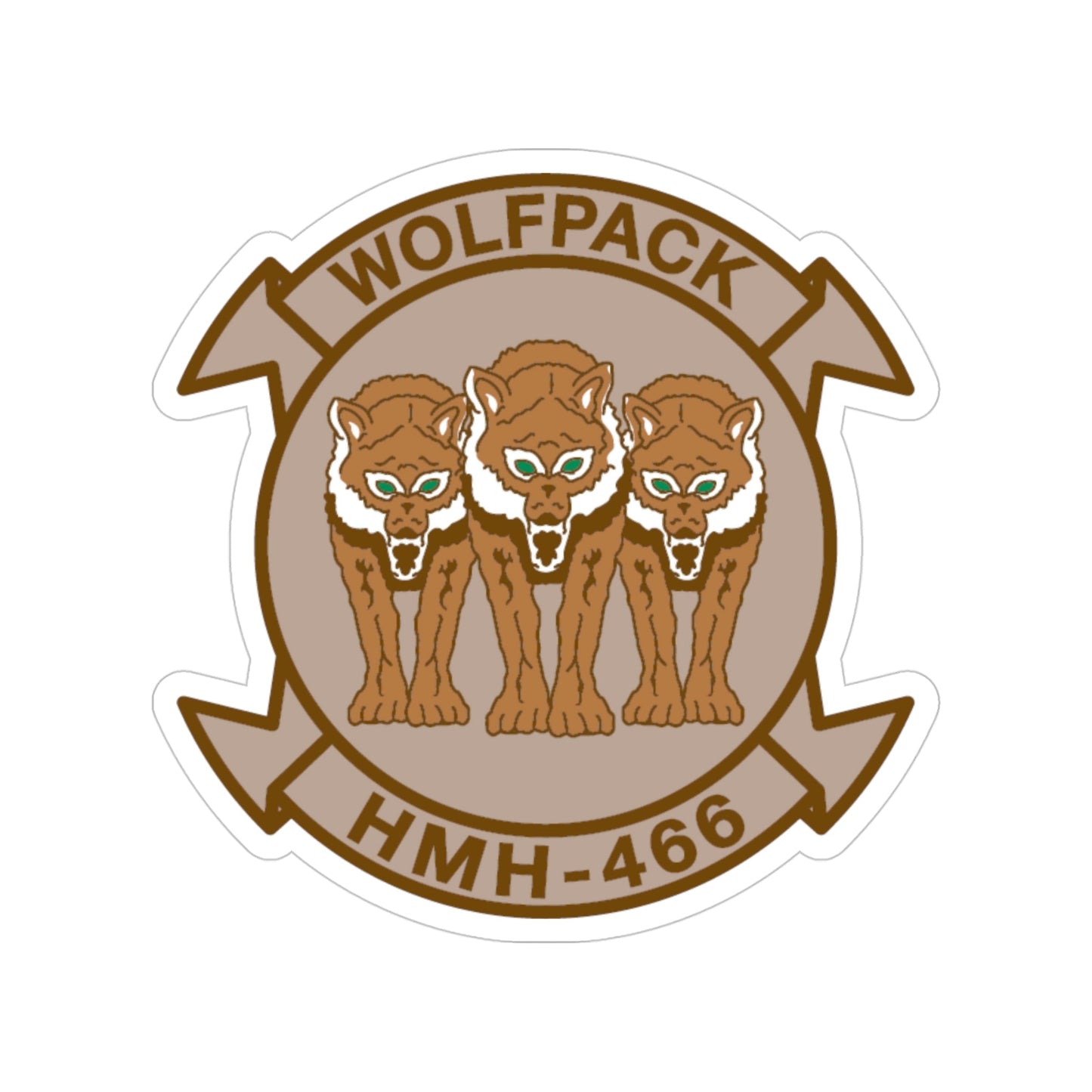 HMH 466 WOLFPACK Desert (USMC) Transparent STICKER Die-Cut Vinyl Decal-4 Inch-The Sticker Space