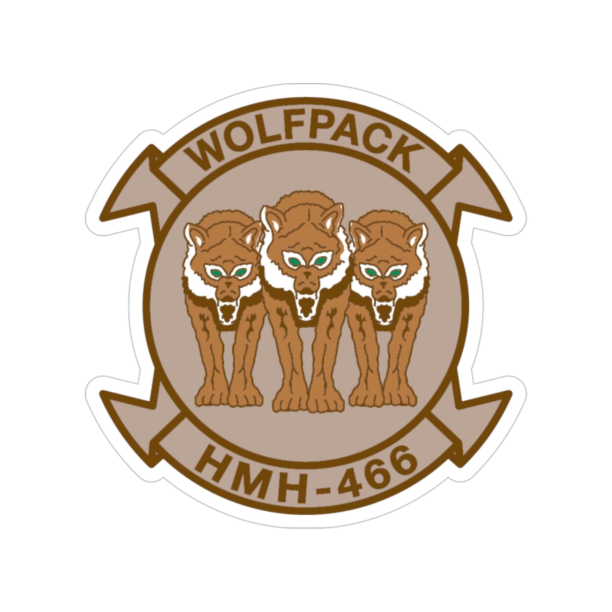 HMH 466 WOLFPACK Desert (USMC) Transparent STICKER Die-Cut Vinyl Decal-4 Inch-The Sticker Space