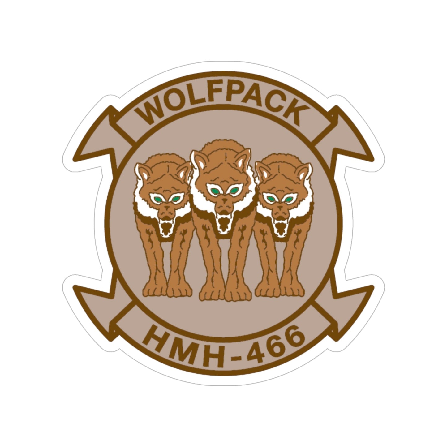 HMH 466 WOLFPACK Desert (USMC) Transparent STICKER Die-Cut Vinyl Decal-5 Inch-The Sticker Space