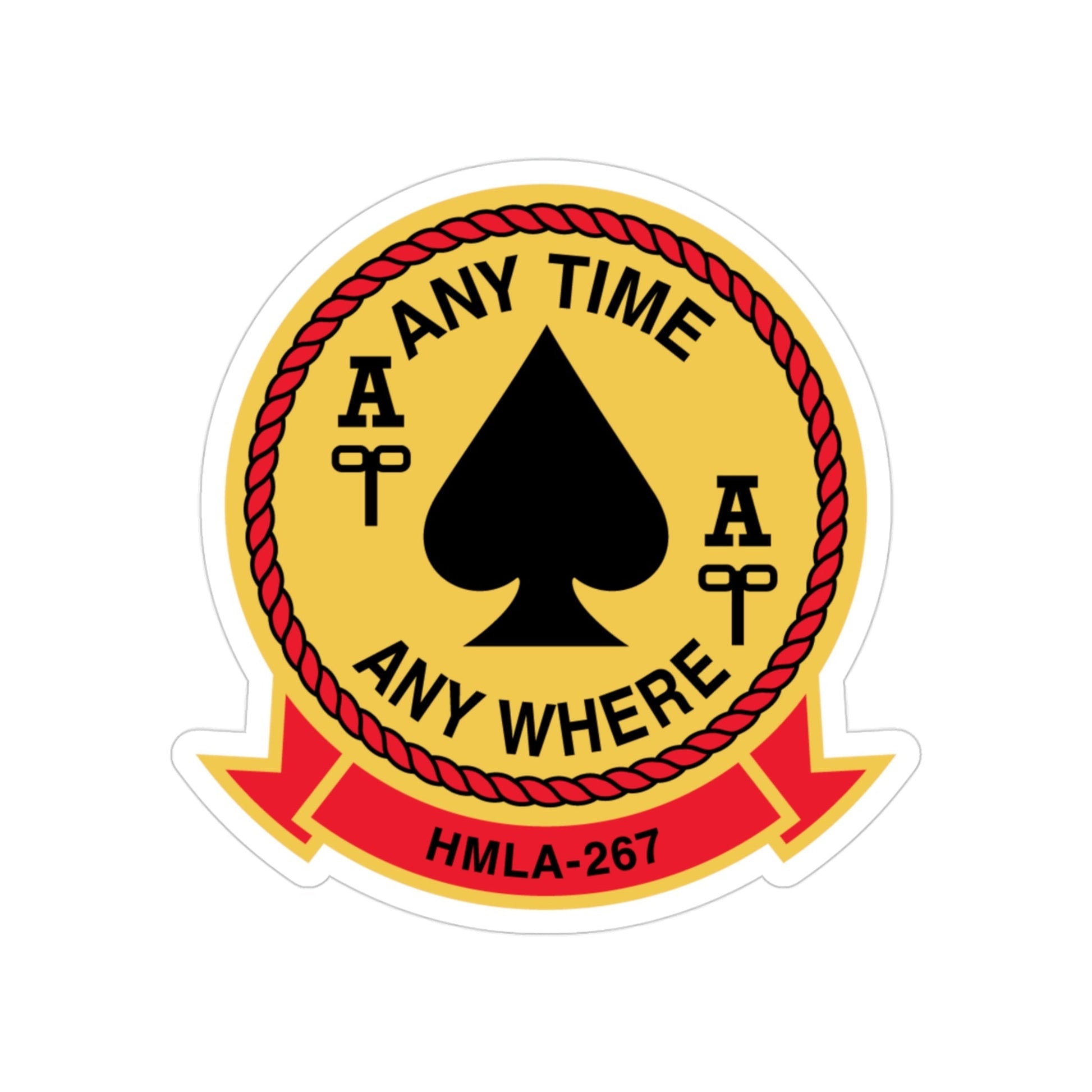 HMLA 267 Any Time Any Where (USMC) Transparent STICKER Die-Cut Vinyl Decal-3 Inch-The Sticker Space