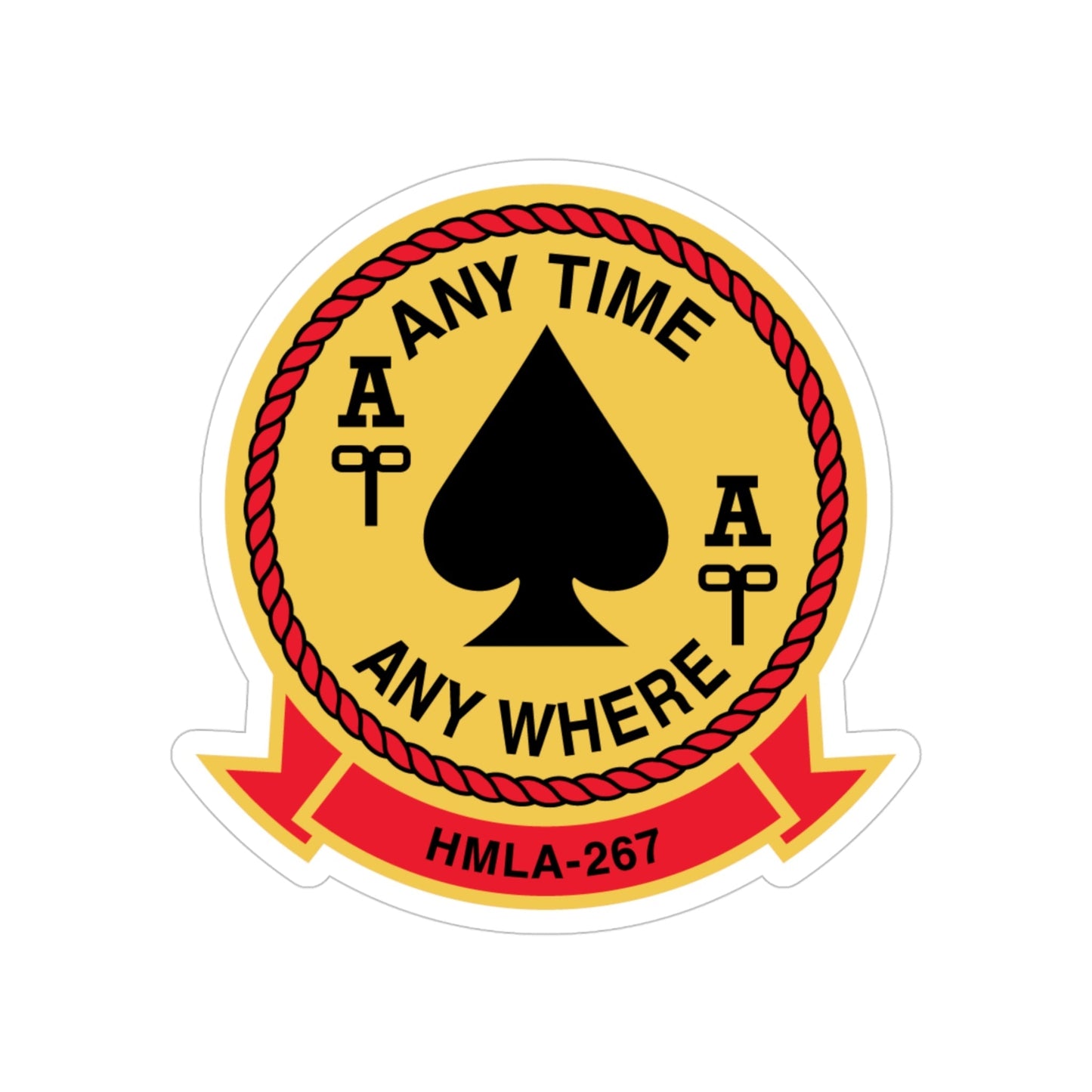 HMLA 267 Any Time Any Where (USMC) Transparent STICKER Die-Cut Vinyl Decal-4 Inch-The Sticker Space