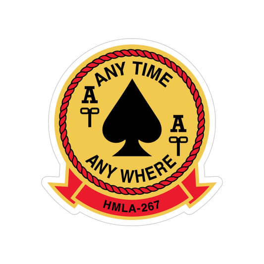 HMLA 267 Any Time Any Where (USMC) Transparent STICKER Die-Cut Vinyl Decal-6 Inch-The Sticker Space