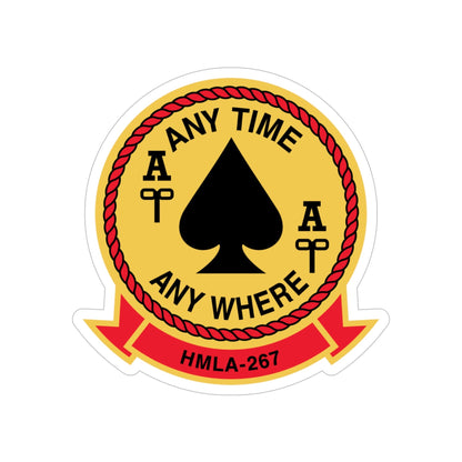 HMLA 267 Any Time Any Where (USMC) Transparent STICKER Die-Cut Vinyl Decal-6 Inch-The Sticker Space