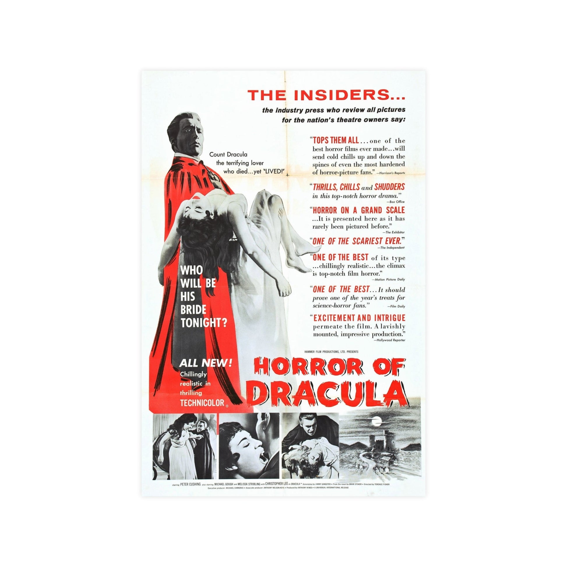 HORROR OF DRACULA (4) 1958 - Paper Movie Poster-12″ x 18″ (Vertical)-The Sticker Space