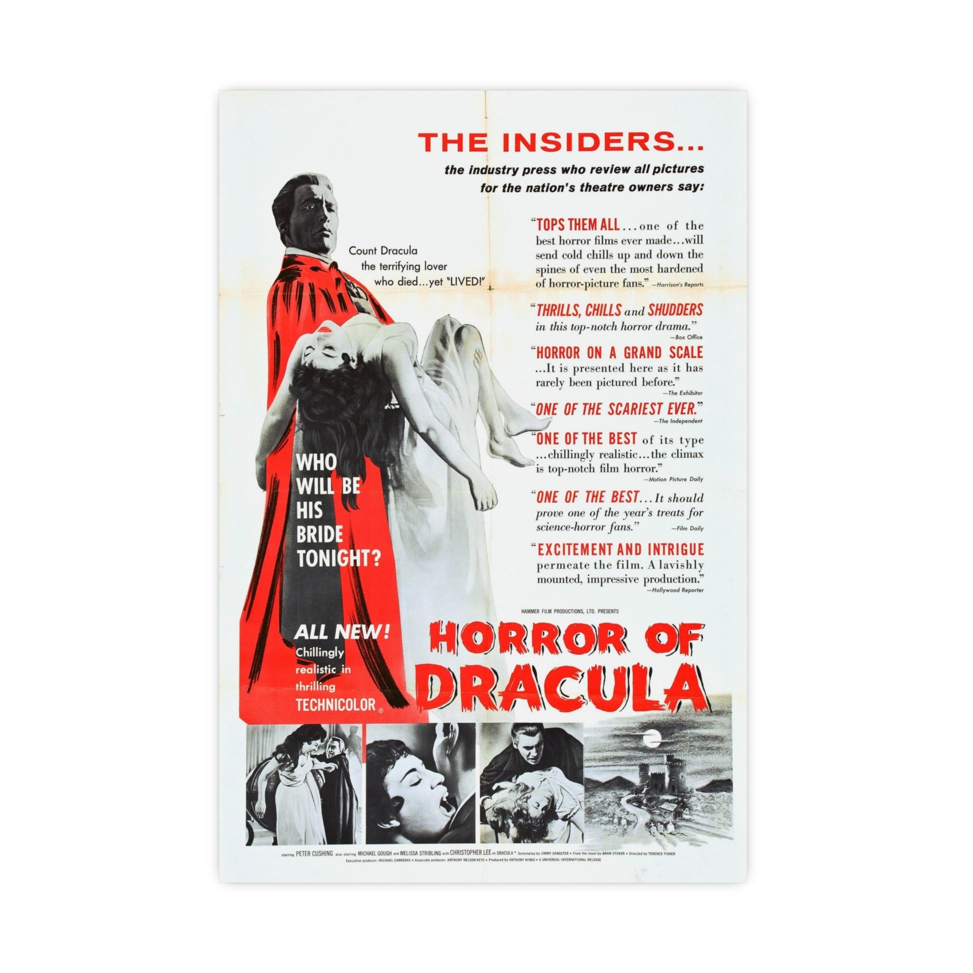 HORROR OF DRACULA (4) 1958 - Paper Movie Poster-16″ x 24″ (Vertical)-The Sticker Space