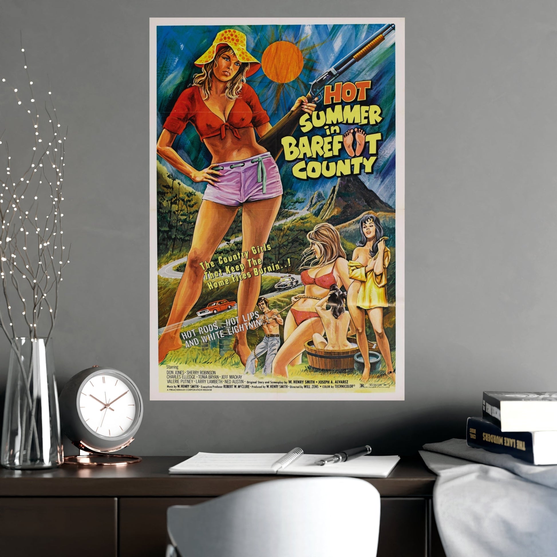 HOT SUMMER IN BAREFOOT COUNTY 1974 - Paper Movie Poster-The Sticker Space
