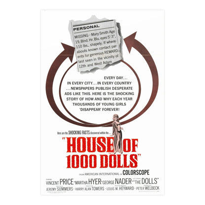 HOUSE OF 1000 DOLLS 1967 - Paper Movie Poster-24″ x 36″ (Vertical)-The Sticker Space
