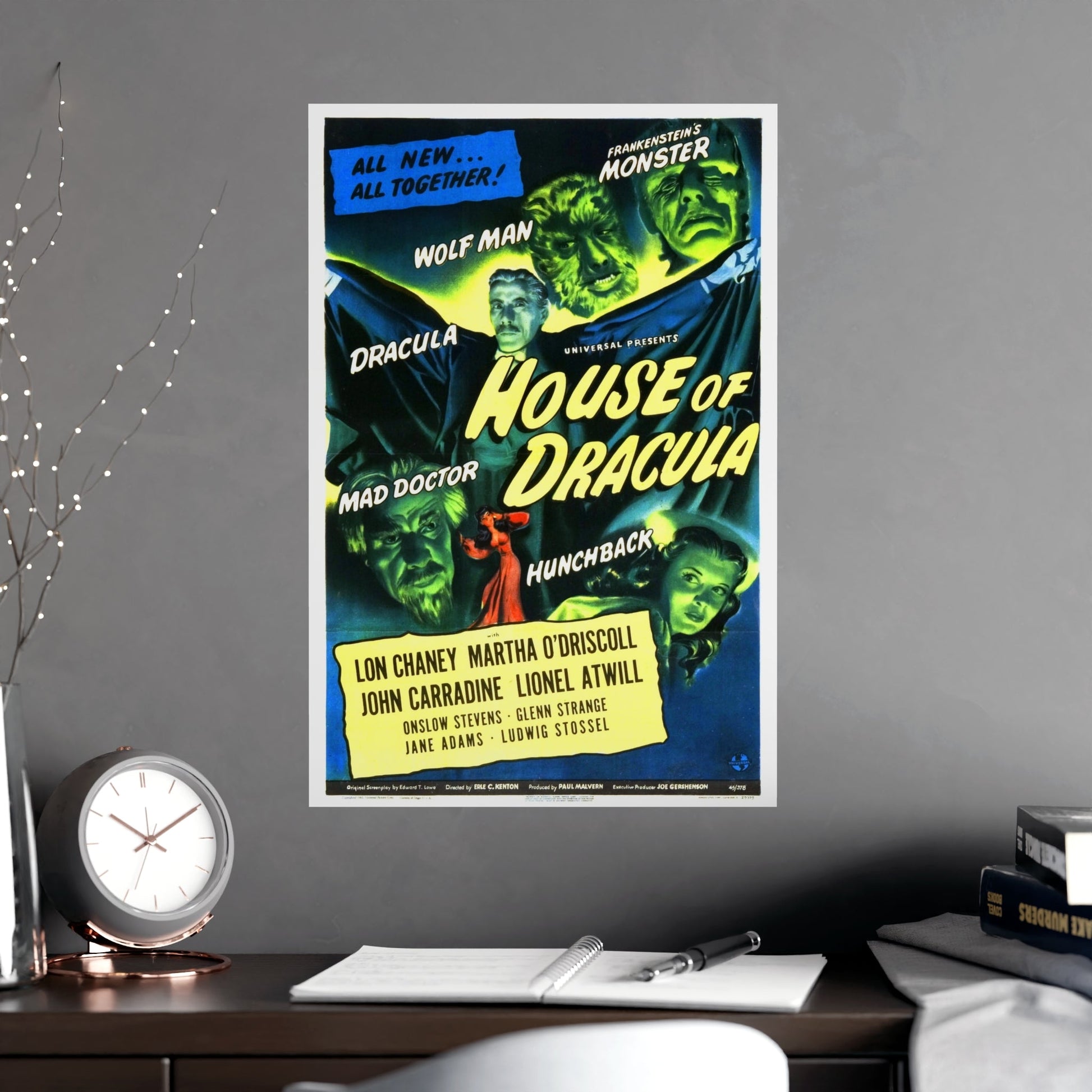 HOUSE OF DRACULA 1945 - Paper Movie Poster-The Sticker Space