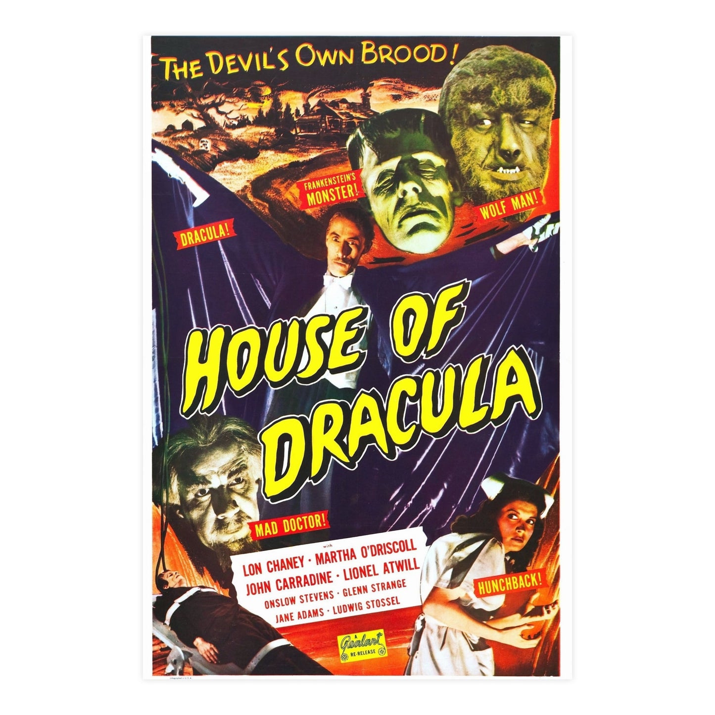 HOUSE OF DRACULA (2) 1945 - Paper Movie Poster-24″ x 36″ (Vertical)-The Sticker Space
