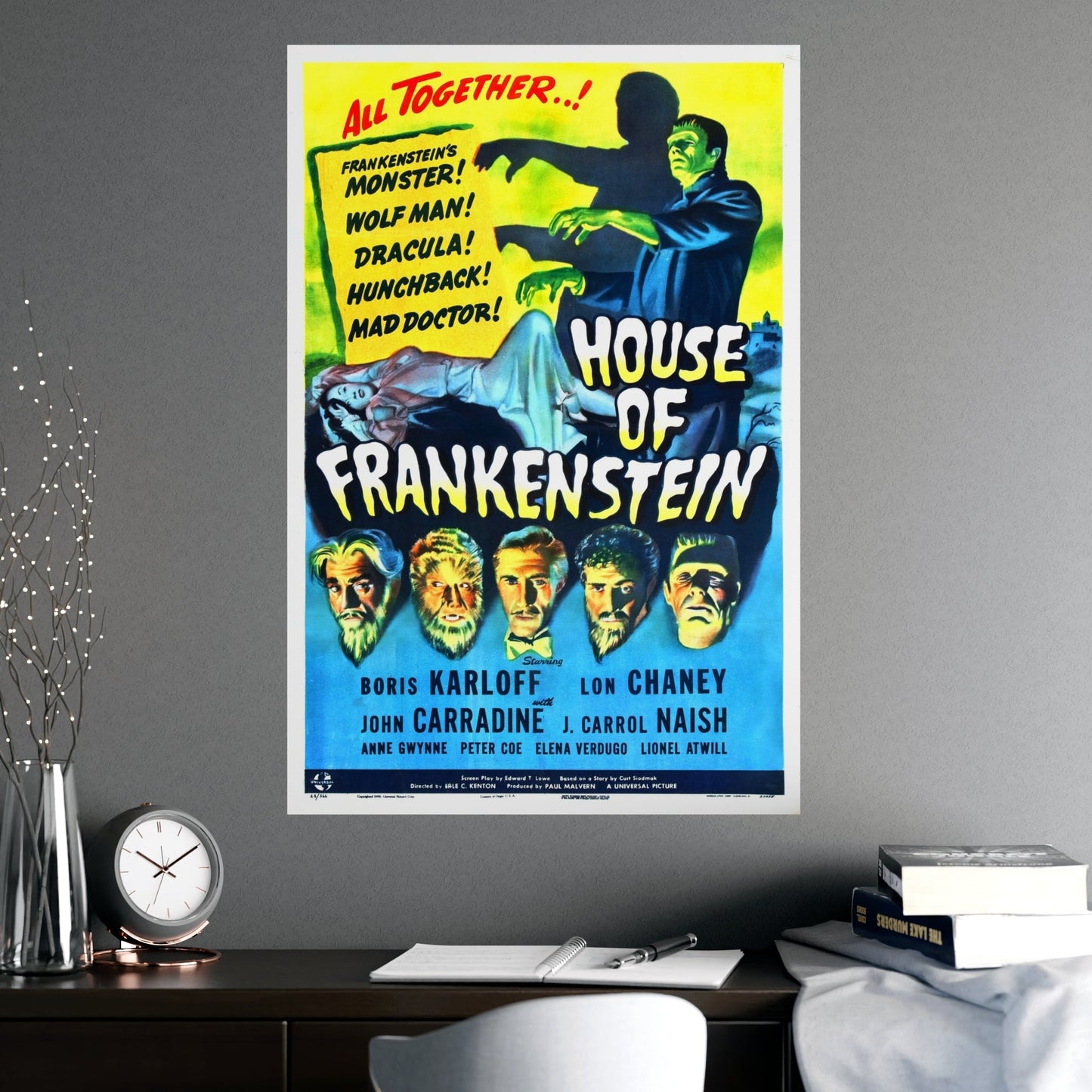 HOUSE OF FRANKENSTEIN 1944 - Paper Movie Poster-The Sticker Space