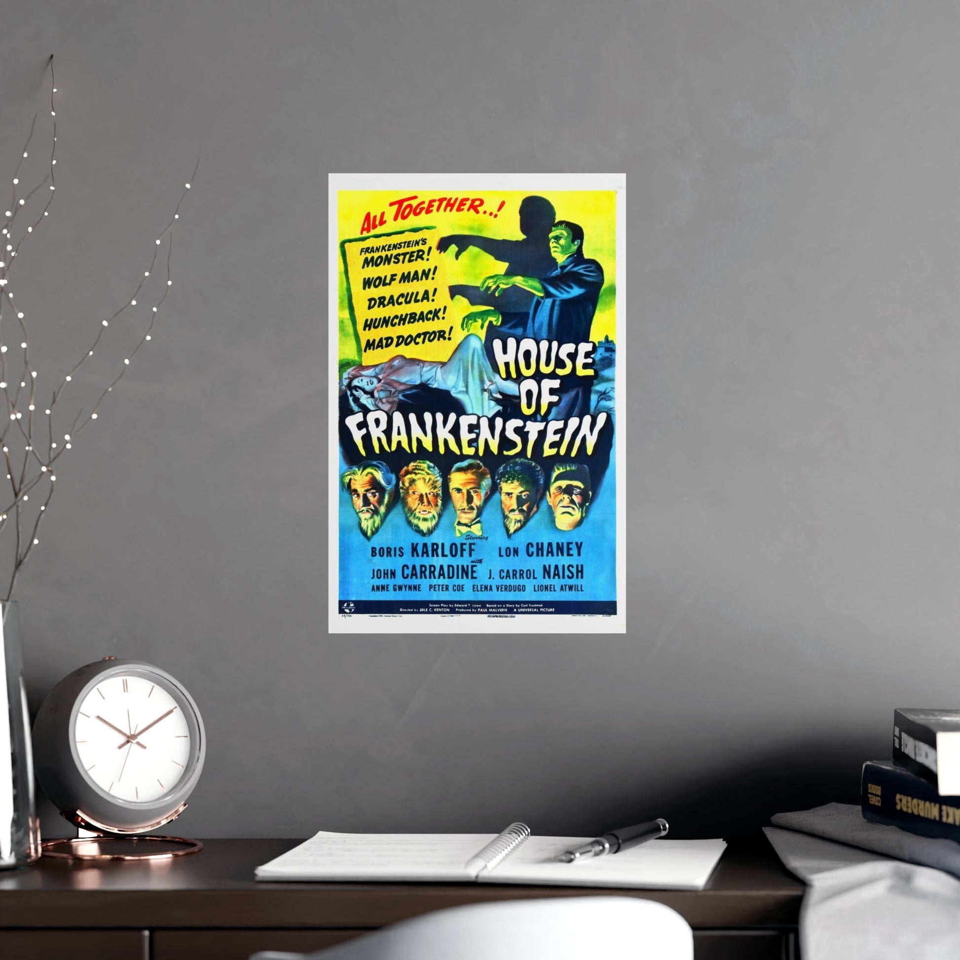 HOUSE OF FRANKENSTEIN 1944 - Paper Movie Poster-The Sticker Space