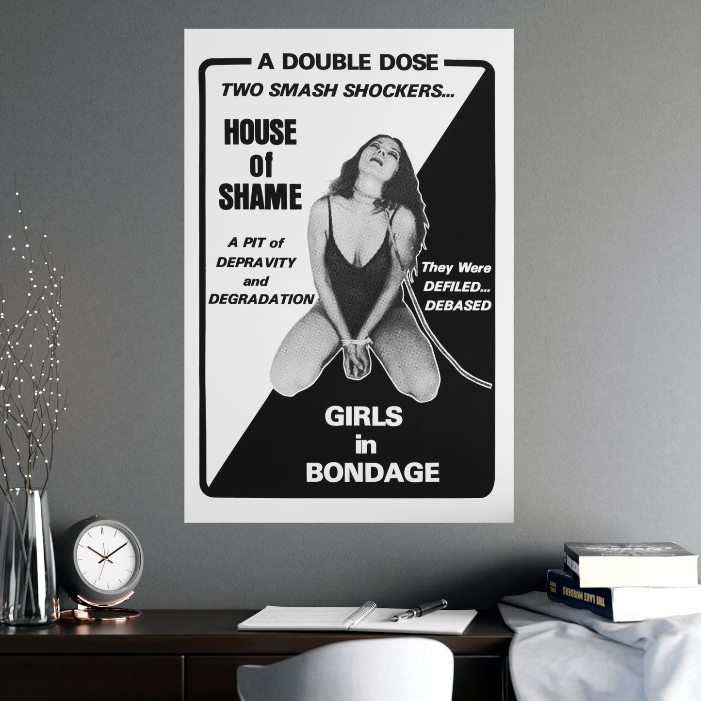 HOUSE OF SHAME + GIRLS IN BONDAGE 1964 - Paper Movie Poster-The Sticker Space