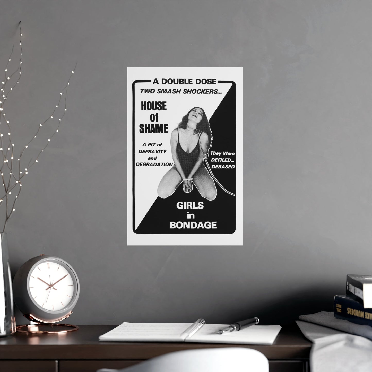 HOUSE OF SHAME + GIRLS IN BONDAGE 1964 - Paper Movie Poster-The Sticker Space
