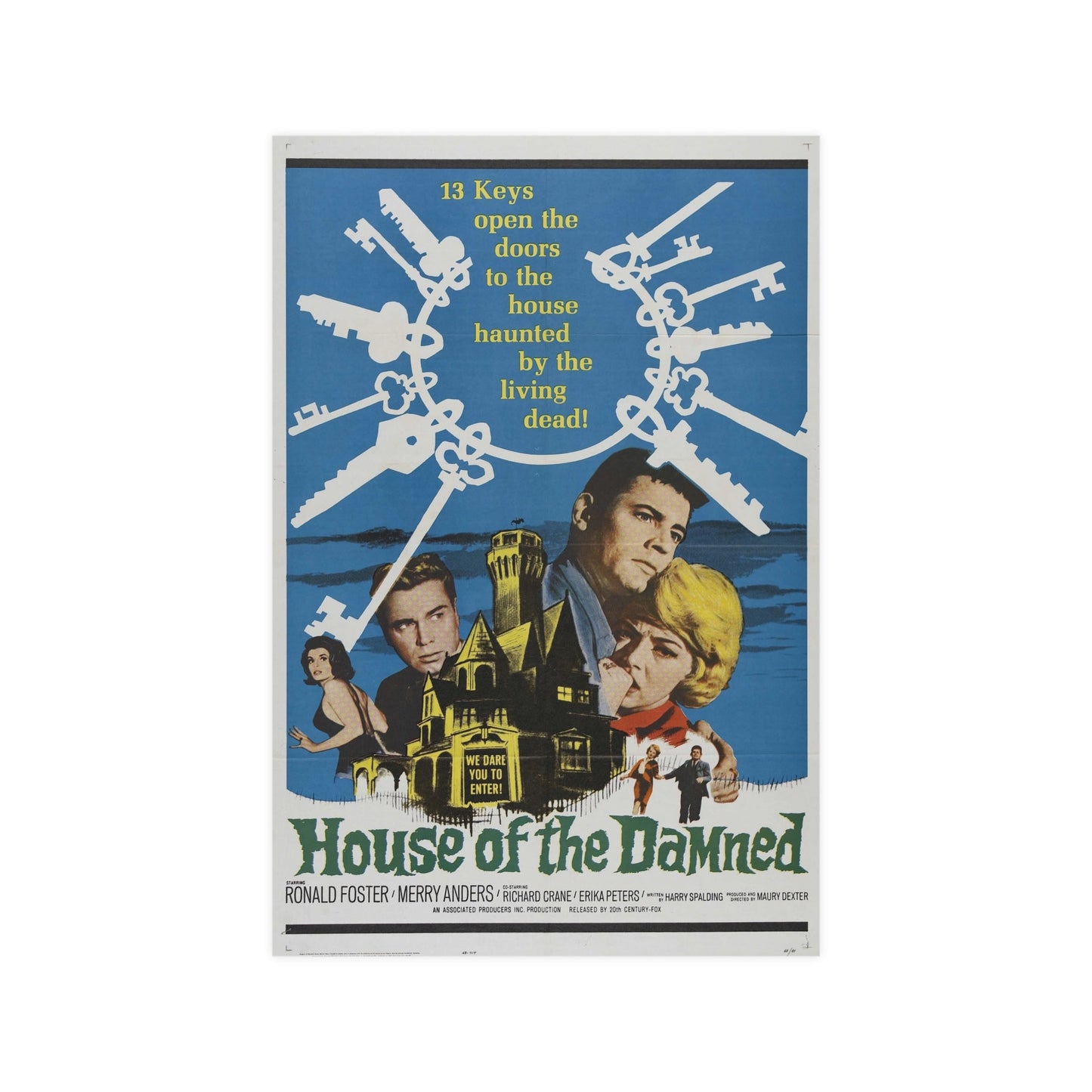 HOUSE OF THE DAMNED 1963 - Paper Movie Poster-12″ x 18″ (Vertical)-The Sticker Space