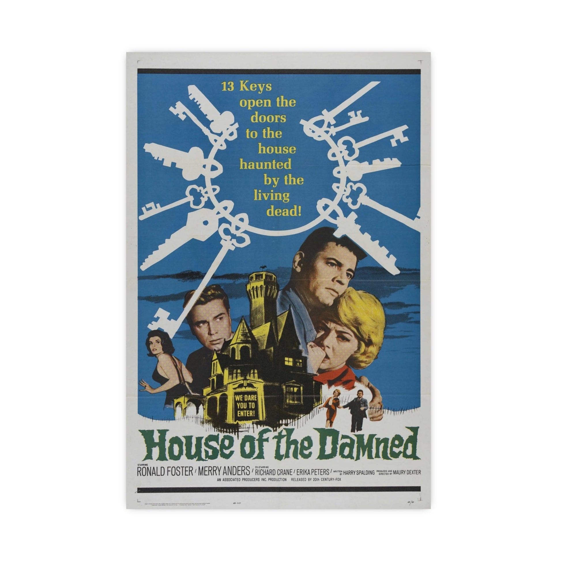 HOUSE OF THE DAMNED 1963 - Paper Movie Poster-16″ x 24″ (Vertical)-The Sticker Space