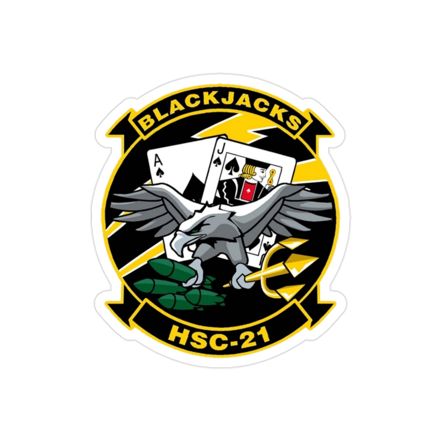 HSC 21 Helicopter Sea Combat Squadron 21 ‘Blackjacks’ (U.S. Navy) Transparent STICKER Die-Cut Vinyl Decal-2 Inch-The Sticker Space
