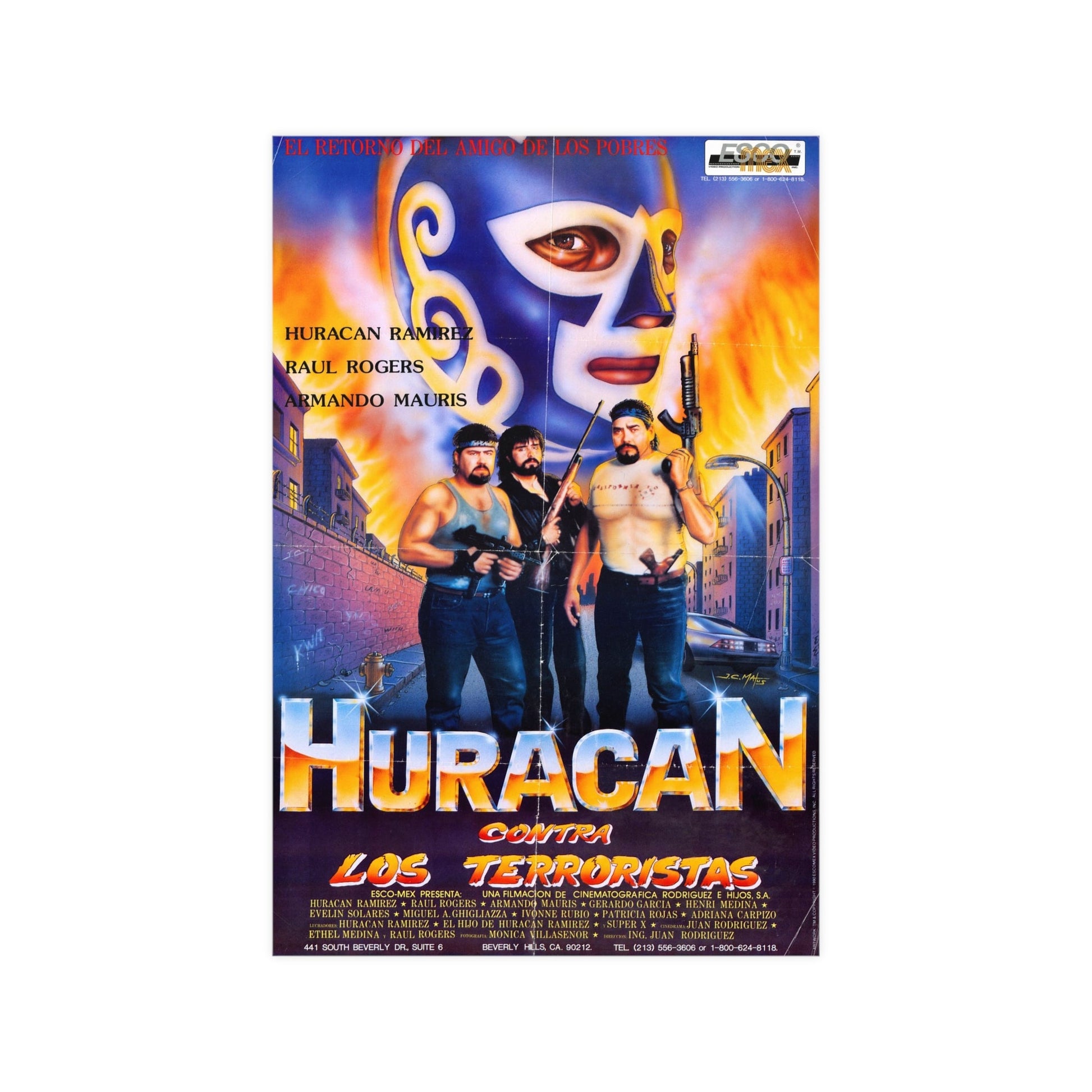 HURACAN VS THE TERRORISTS 1989 - Paper Movie Poster-12″ x 18″ (Vertical)-The Sticker Space