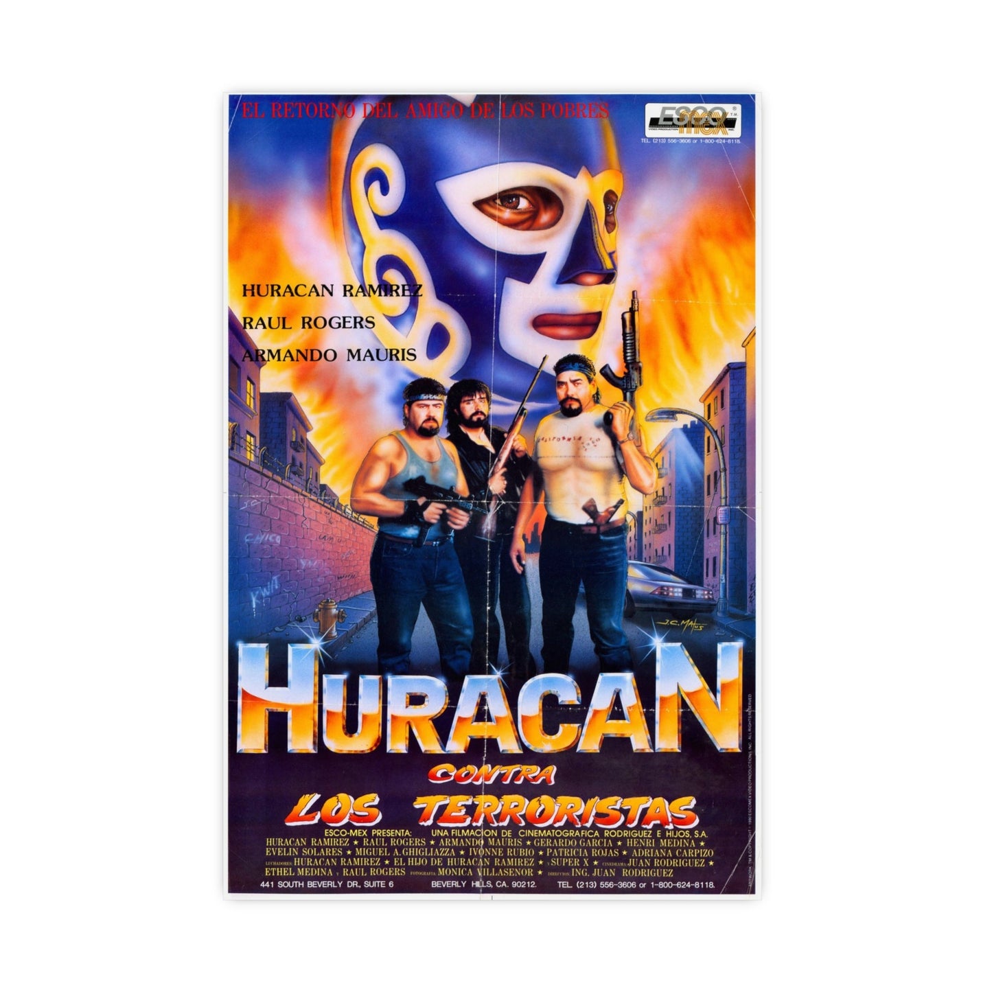 HURACAN VS THE TERRORISTS 1989 - Paper Movie Poster-16″ x 24″ (Vertical)-The Sticker Space
