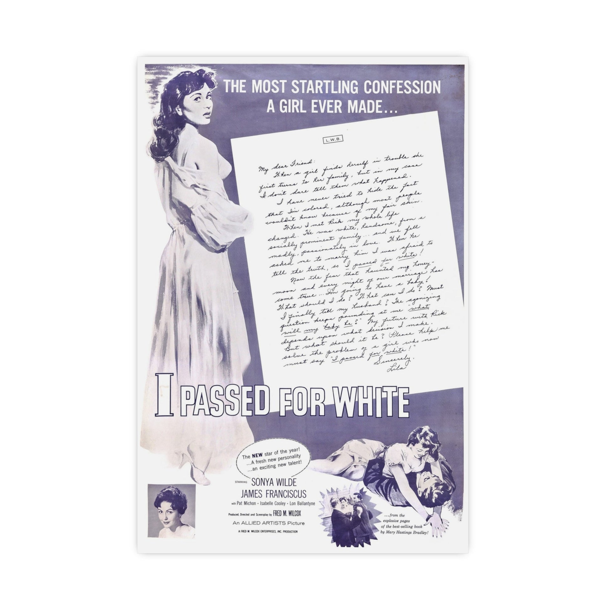 I PASSED FOR WHITE (2) 1960 - Paper Movie Poster-16″ x 24″ (Vertical)-The Sticker Space