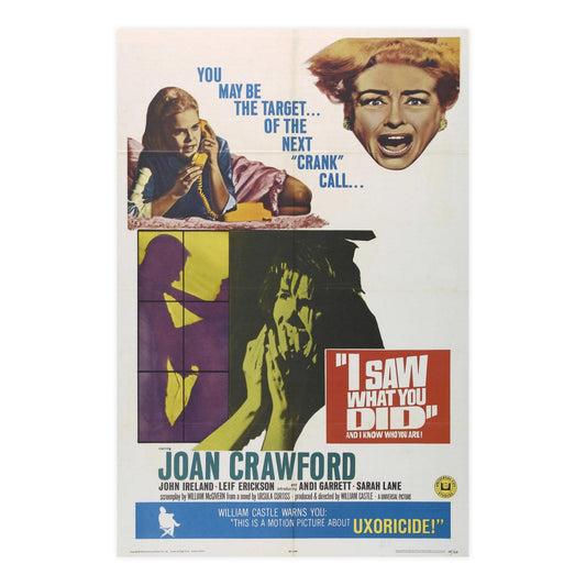 I SAW WHAT YOU DID 1965 - Paper Movie Poster-24″ x 36″ (Vertical)-The Sticker Space