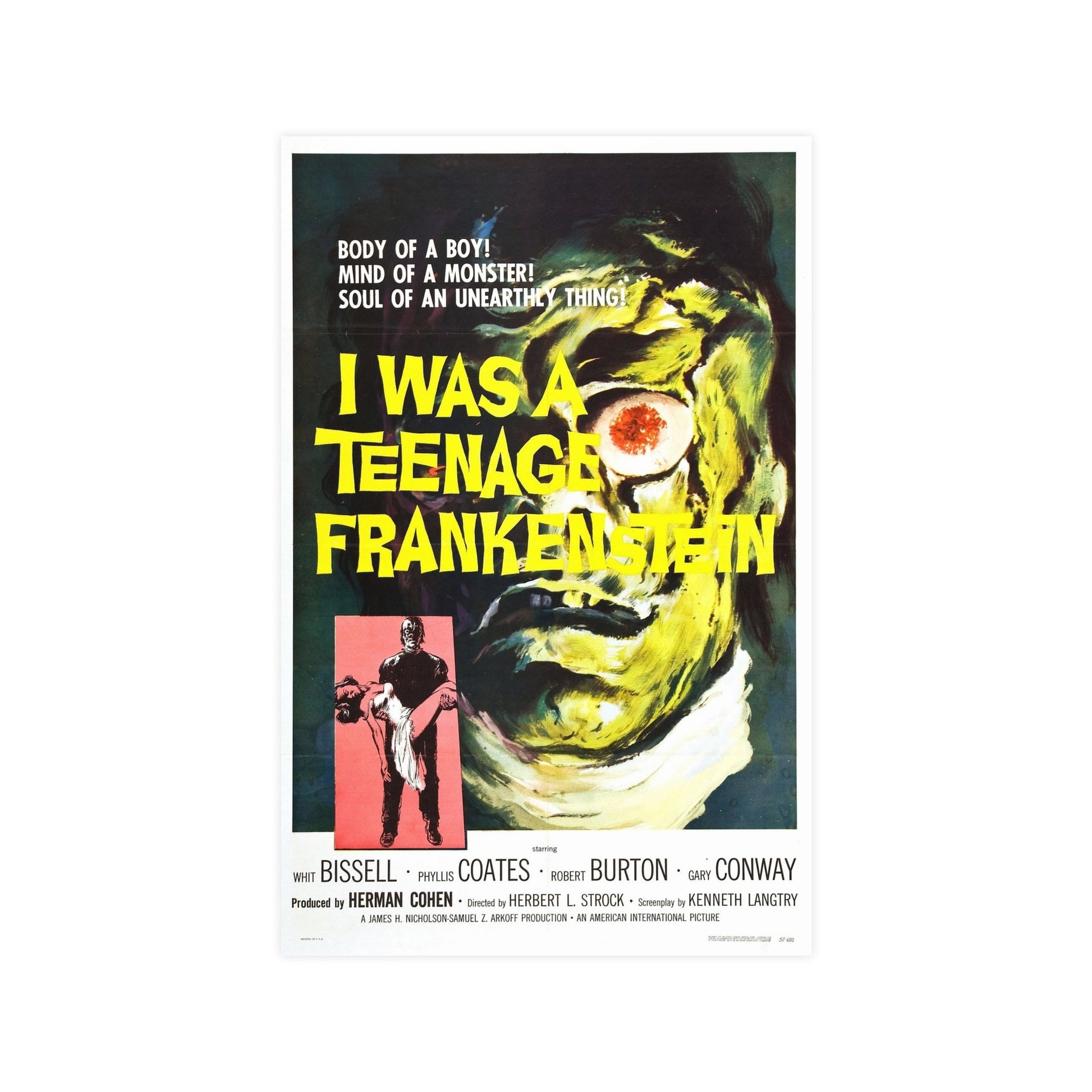 I WAS A TEENAGE FRANKENSTEIN 1957 - Paper Movie Poster-11″ x 17″ (Vertical)-The Sticker Space